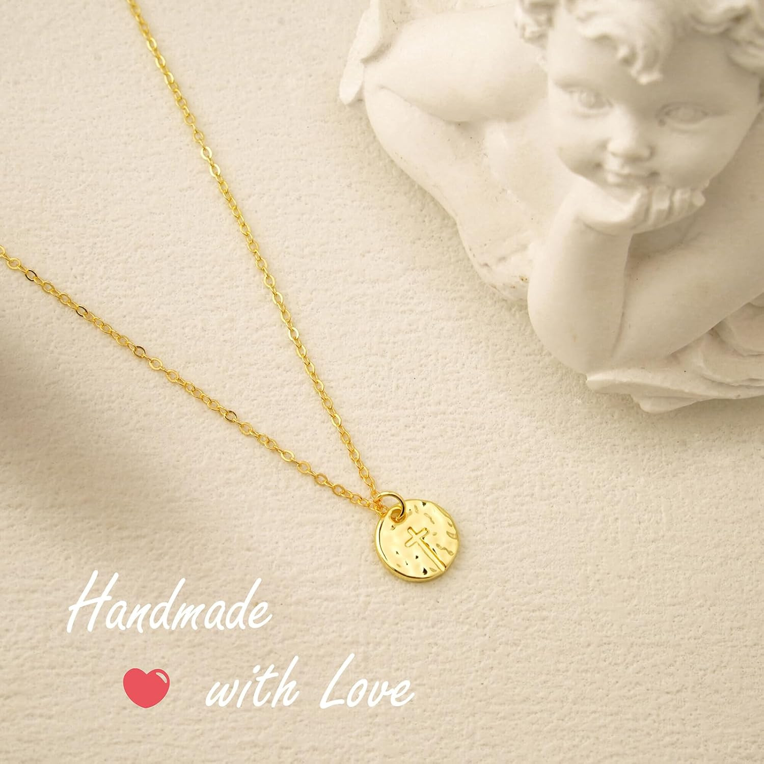 Small Cross Necklace for Women, 14K Gold Silver Plated Pendant | Dainty Cross Ch