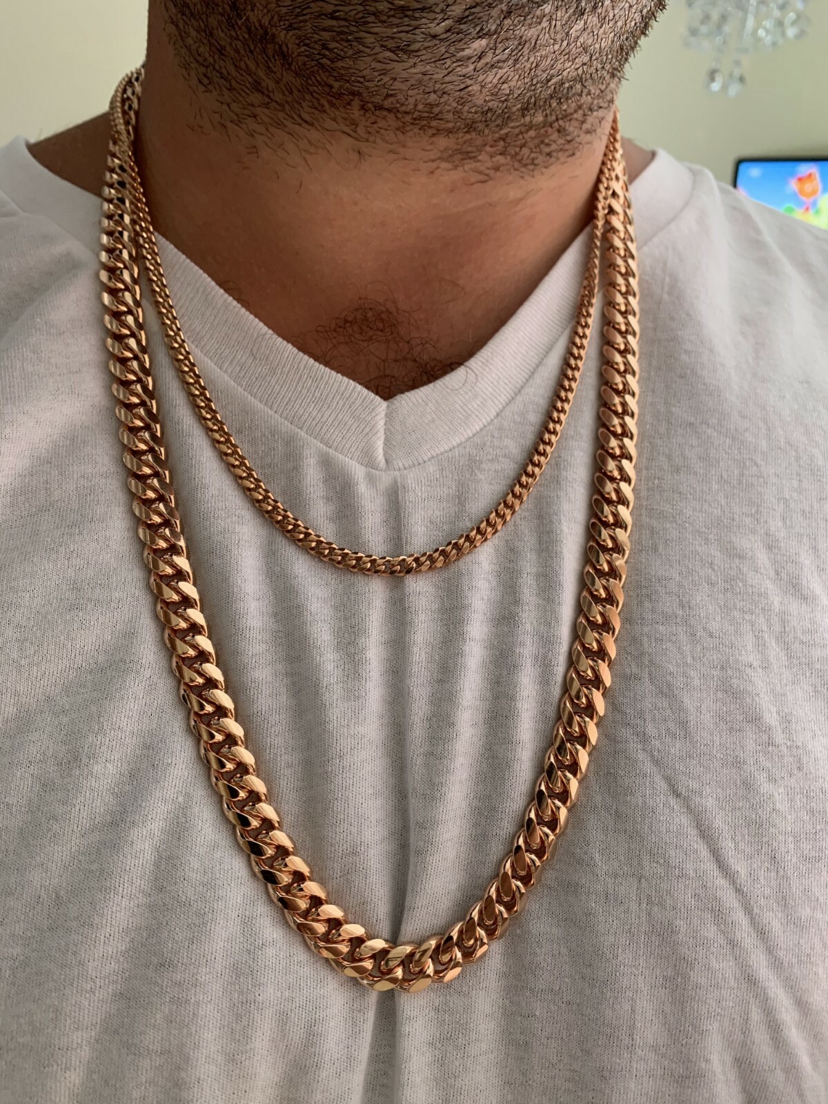 Miami Cuban Link Chain Bracelet 14k Rose Gold Plated Solid 925 Silver Box Lock