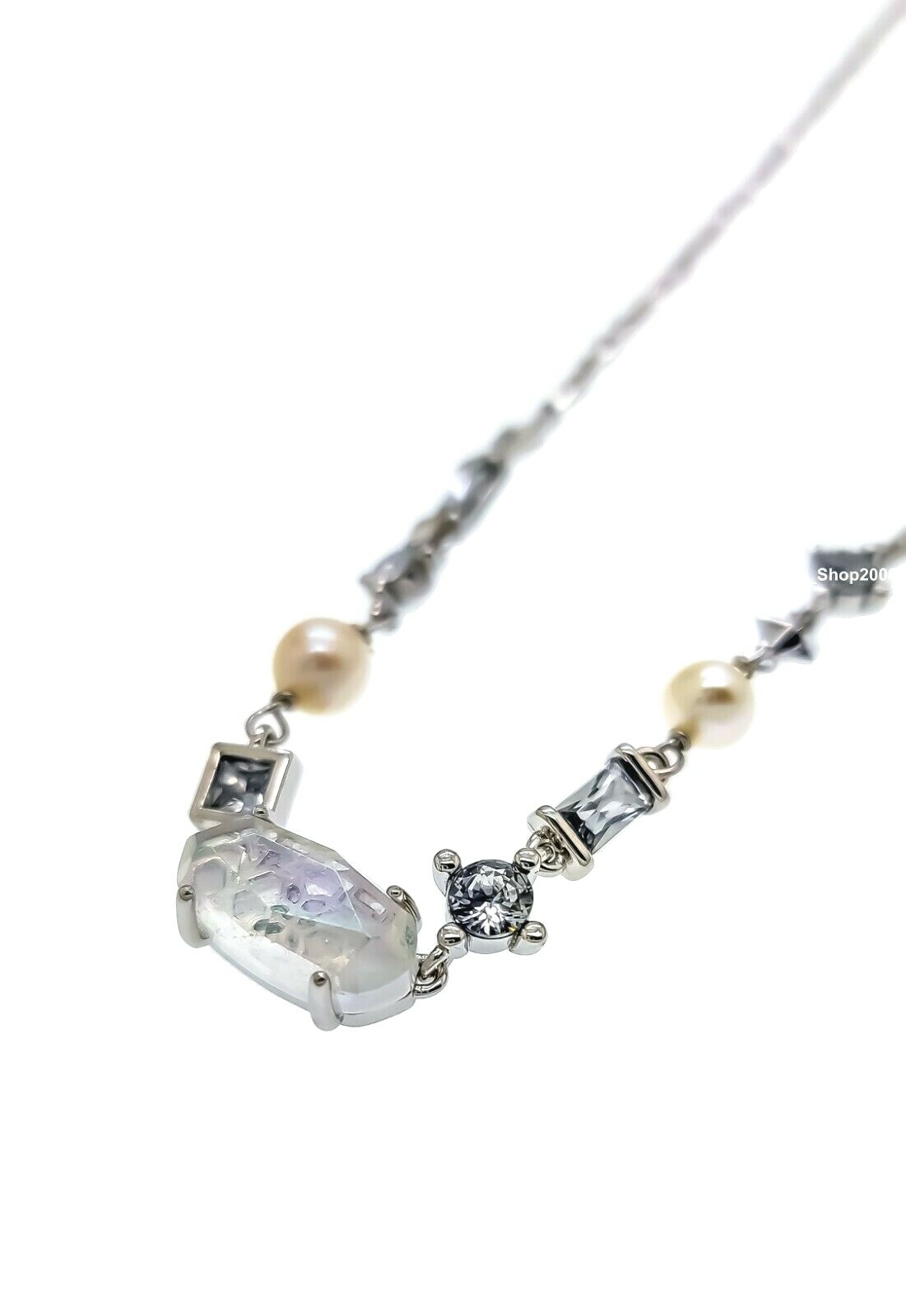 NEW Authentic KENDRA SCOTT 115 Rhodium Madelyn White Mix Strand Necklace