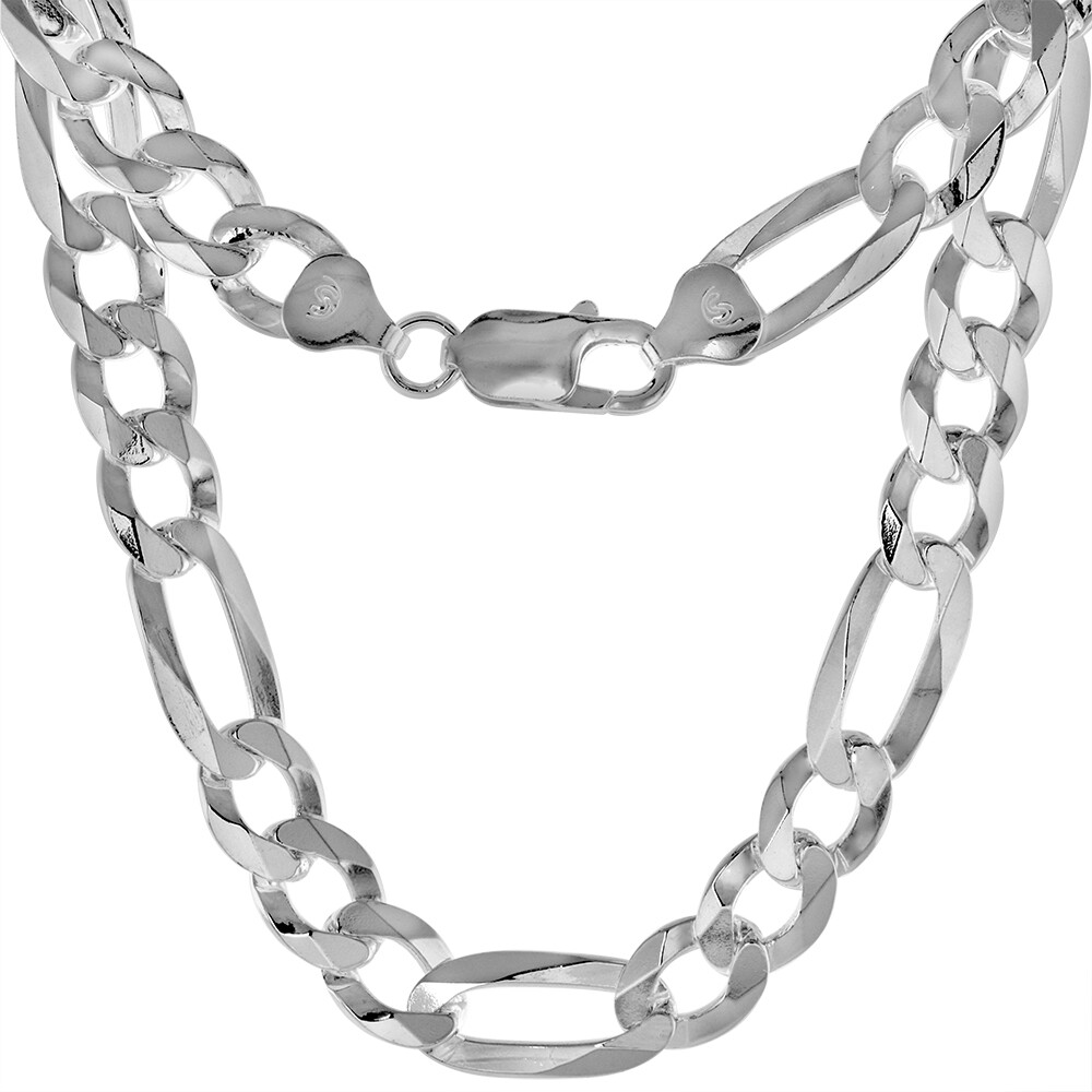 925 Sterling Silver Thin Flat Figaro Link Chain Necklace Bracelet 8mm 8″ to 30″