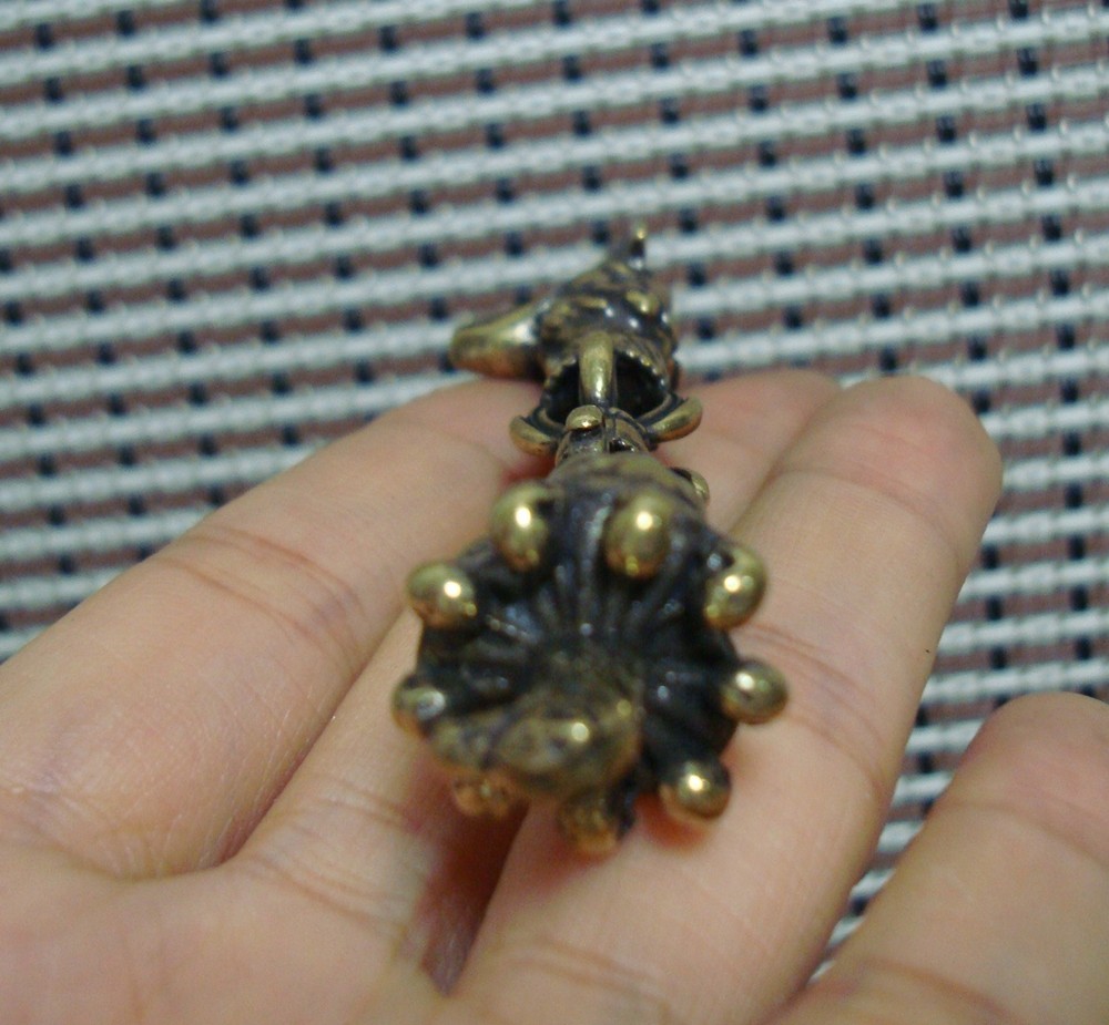 Vintage Style Pure Brass Faces Vajrakilaya Charm Pendant for Home and Bags Decor