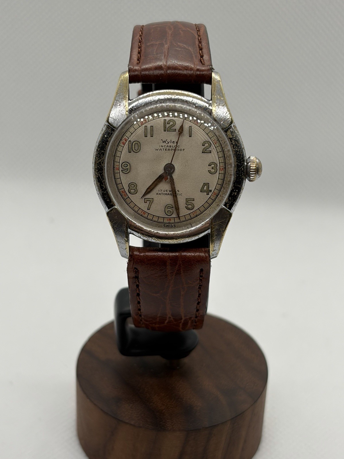 Vintage 1950s Wyler Incaflex Military-Style Dress Watch
