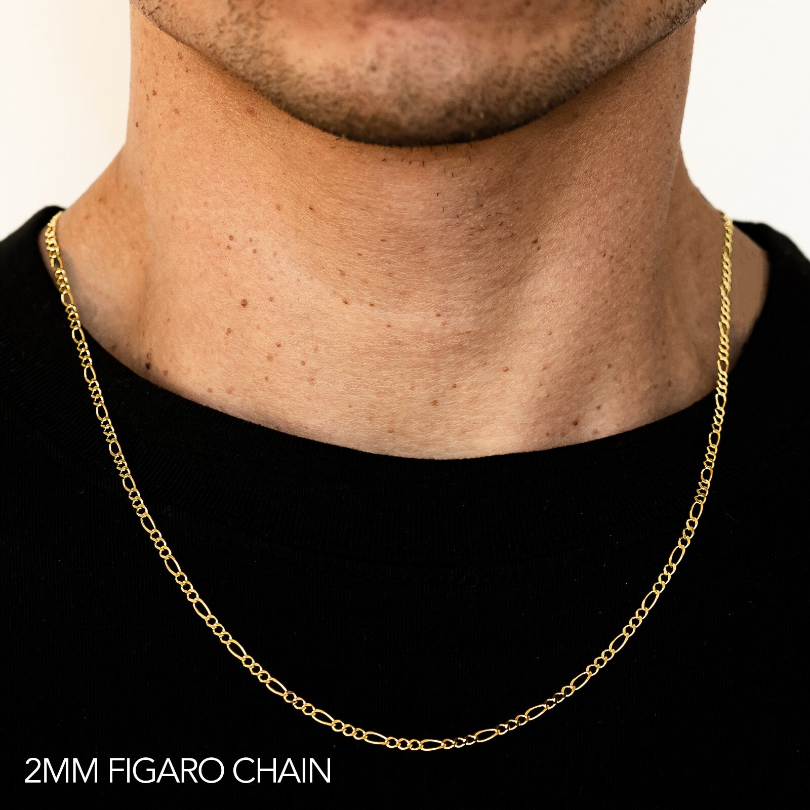 14k Yellow Gold 2mm-6.5mm Figaro Chain Necklace Bracelet Size 7″-30″ Hollow