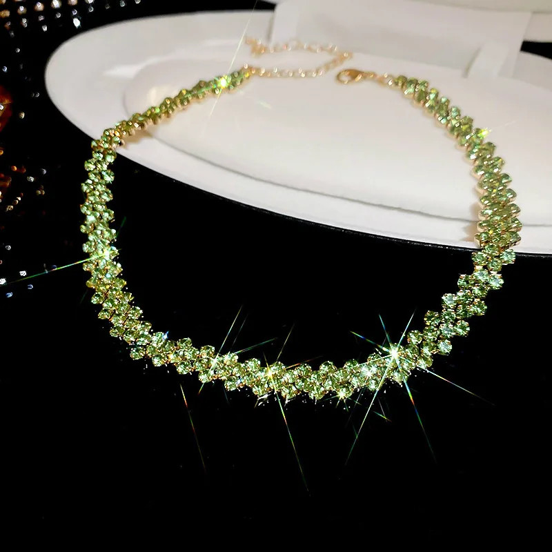 Rhinestone Collar Necklace Full Crystal Geometric 35+5cm Women Jewelry