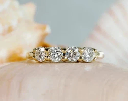 2.50 CTW Round Cut Natural Diamond 14K White Gold Eternity Band Engagement Ring