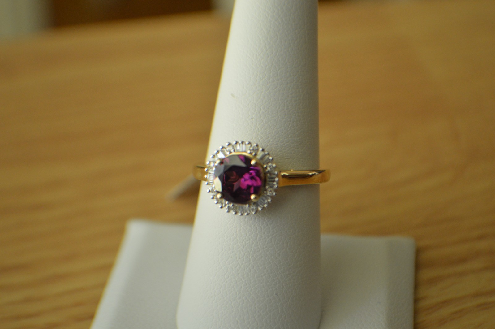 1.63ct Premium Ember Garnet / Diamond Ring 10K Yellow Gold Size 8 AGI Certified