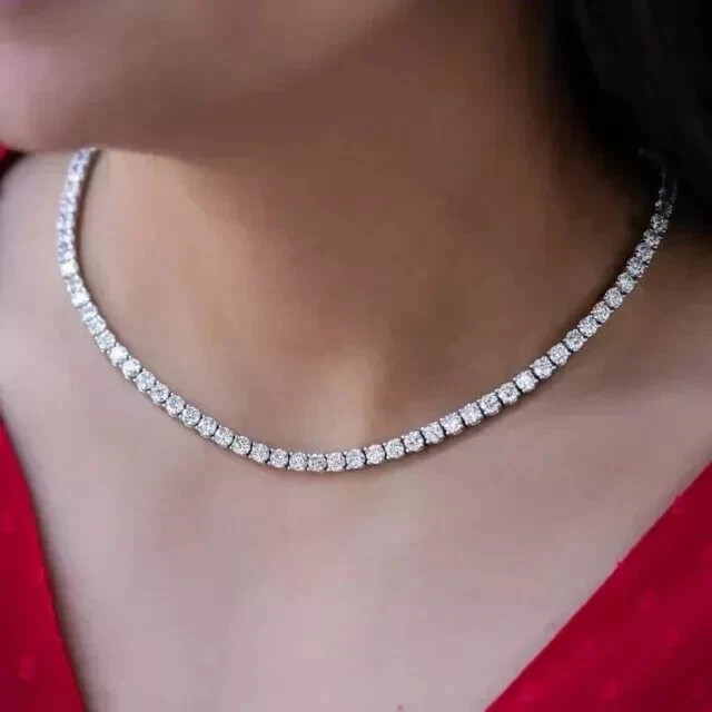 25Ct Round Cut Lab Created Diamond Women’s Tennis Necklace 14k White Gold Plated