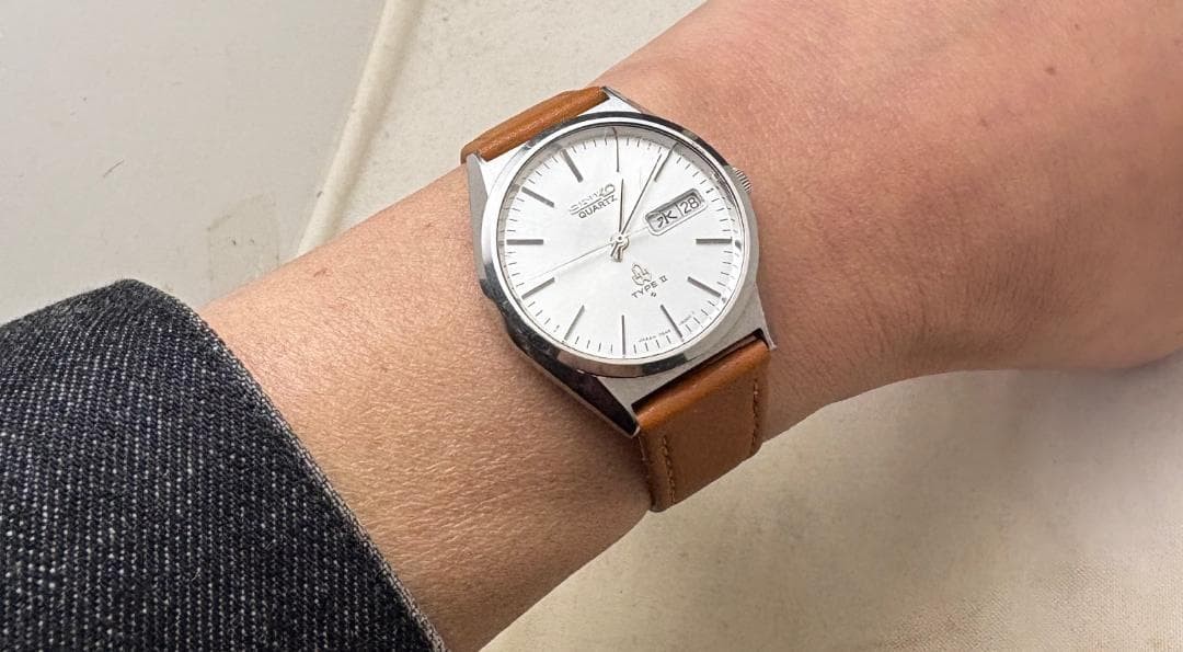 Seiko Type II 7546 8000 Quartz Watch 35mm 1.38in Vintage 1977 Working Japan