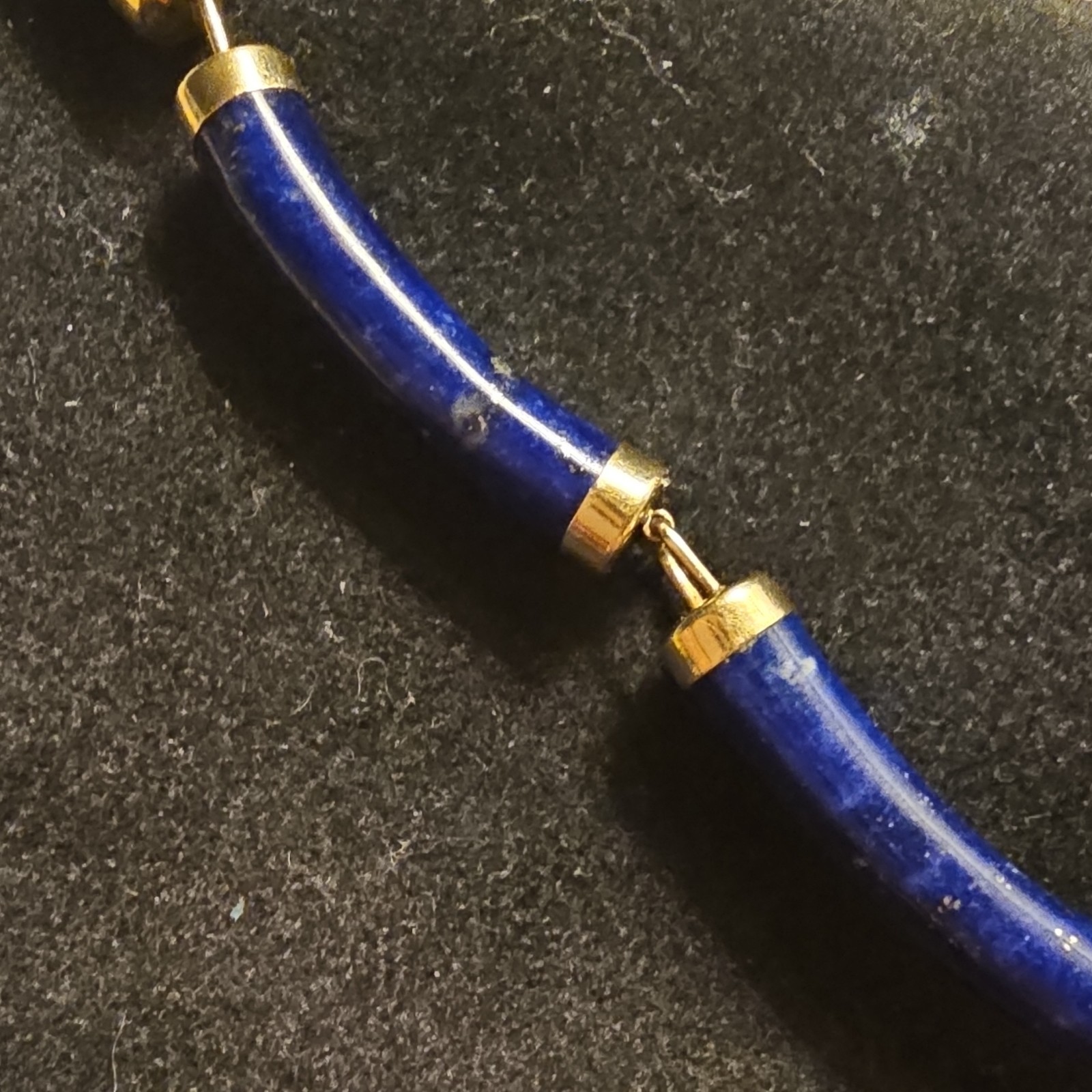 Vintage 14K Gold Heng Ngai HN Chinese Shou Lapis Lazuli Panel Bracelet 585