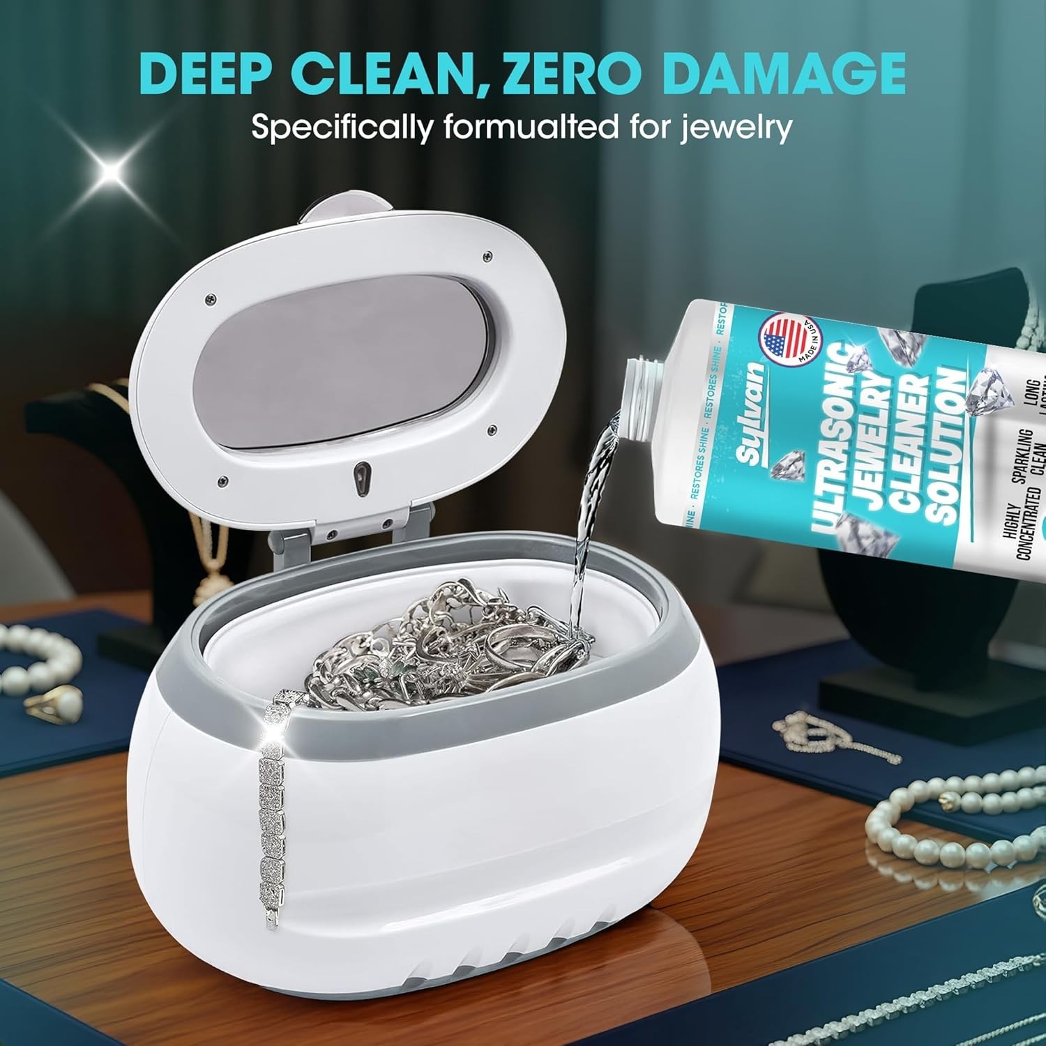 32 Oz Ultrasonic Jewelry Cleaner Solution Concentrate with Free Cloth