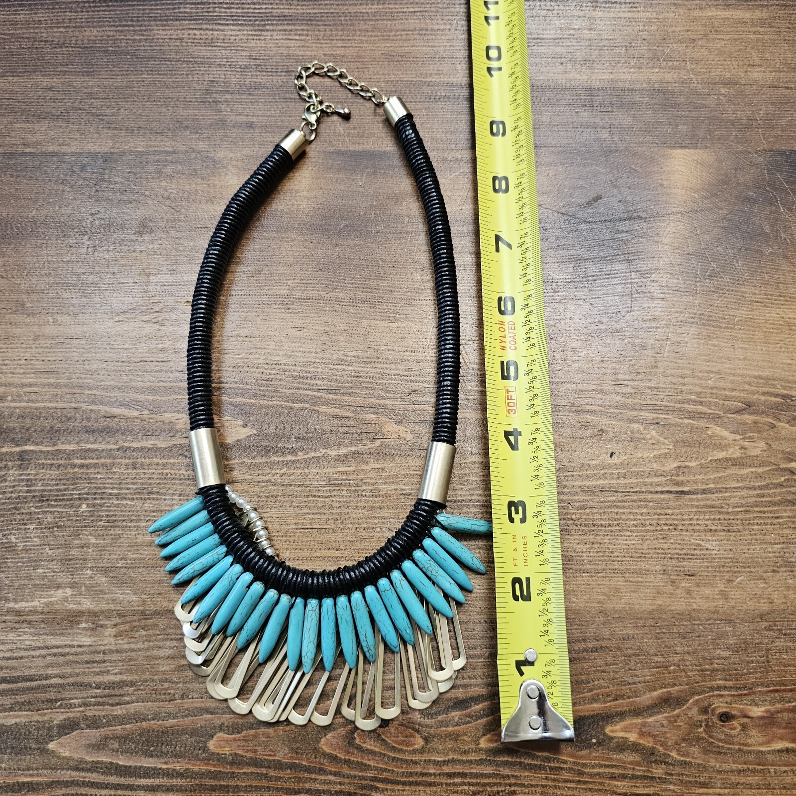 Spike Turquoise Faux Stones Necklace Tribal Statement Piece