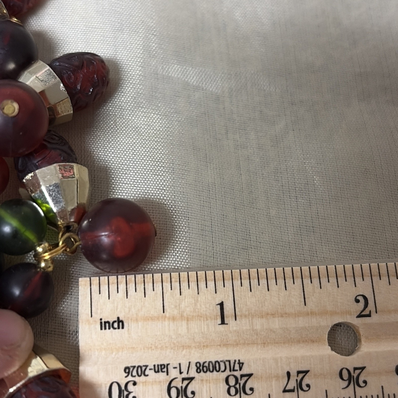 Vtg NWT Lucite Necklace Red Green Orange Brown Necklace Autumn Fall Leaves Acorn