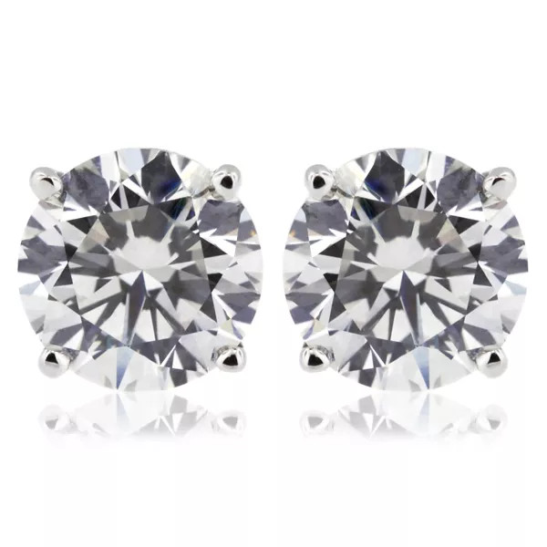 Stud Earrings Classic Solid 14K White Gold 0.70 CT Round Natural Diamond H SI2