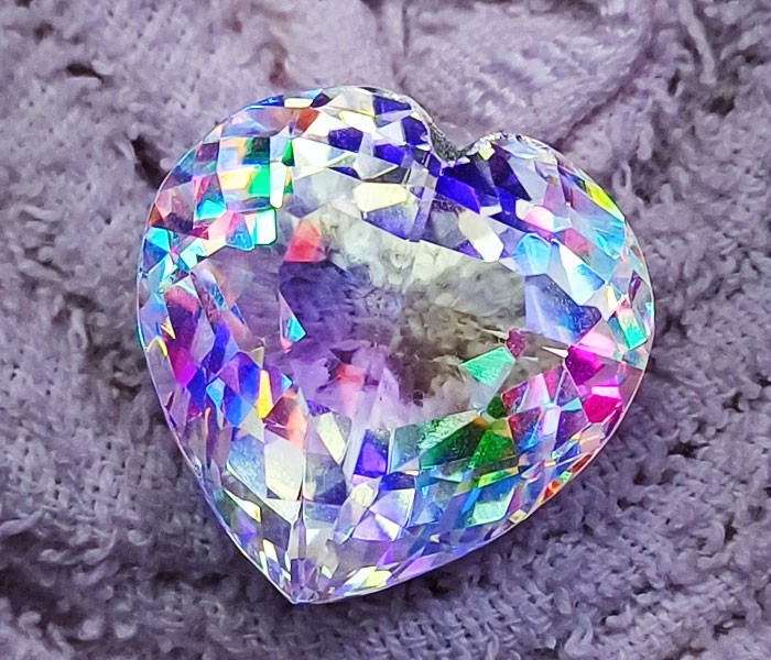 Loose Gemstone Mystic Quartz Heart Cut 53.45 Ct Certified With Free Gift