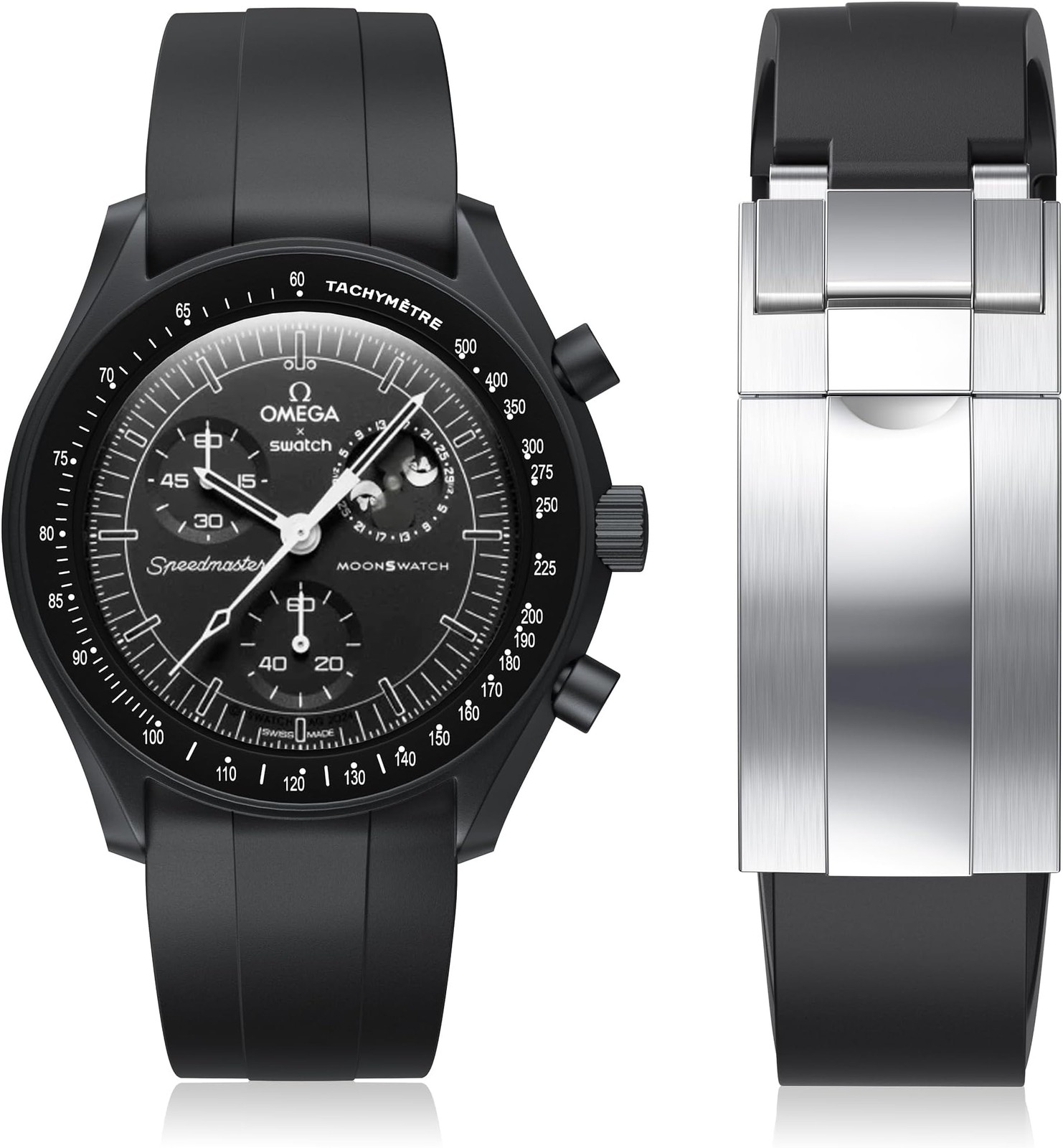 Strap for Moonswatch Watch,Cut to Size No Gap Silicone Strap for Omega X Swat…