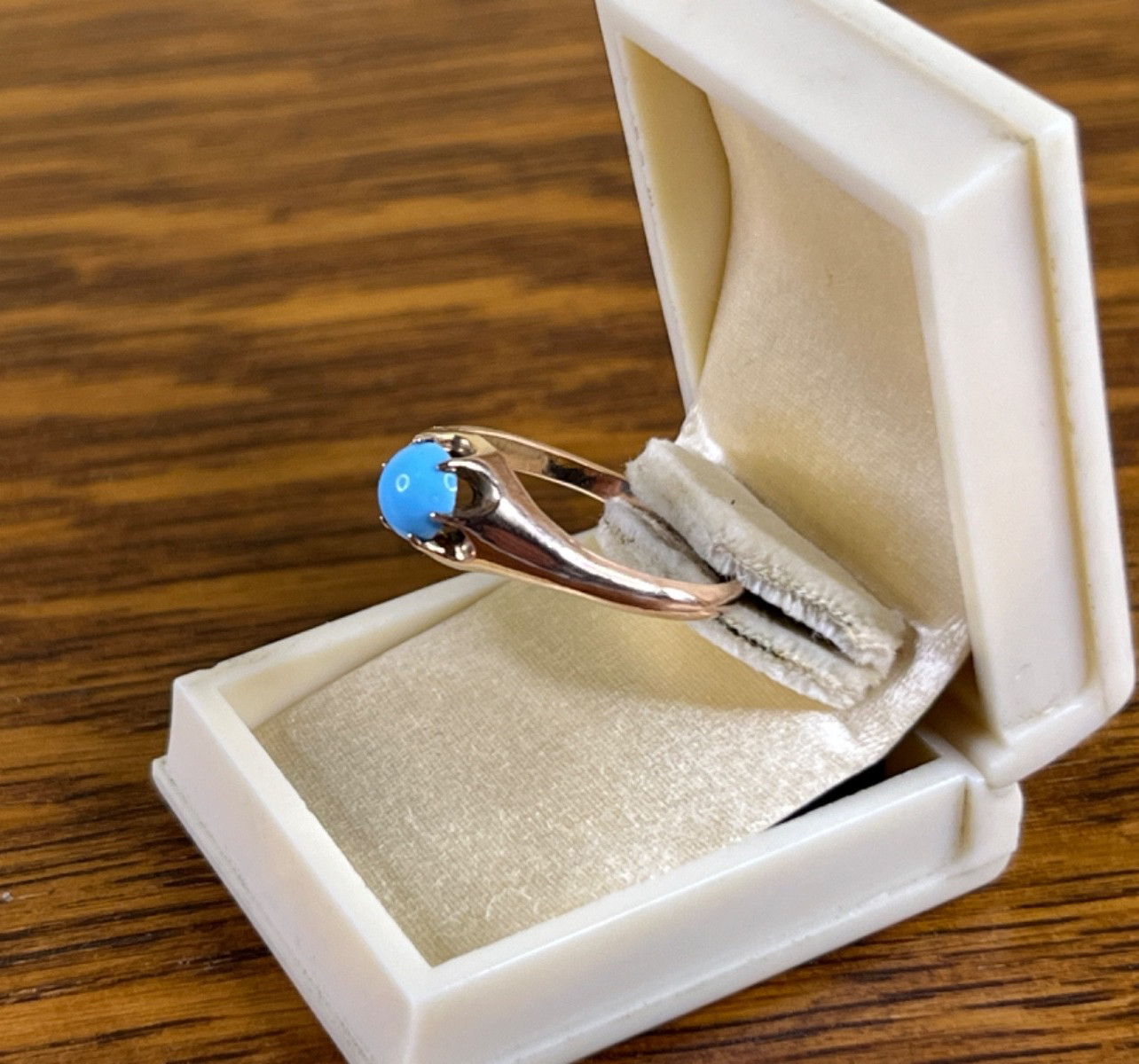 1890’s Victorian 14k Persian Robin’s Egg Turquoise Antique Belcher Ring Sz 5.75