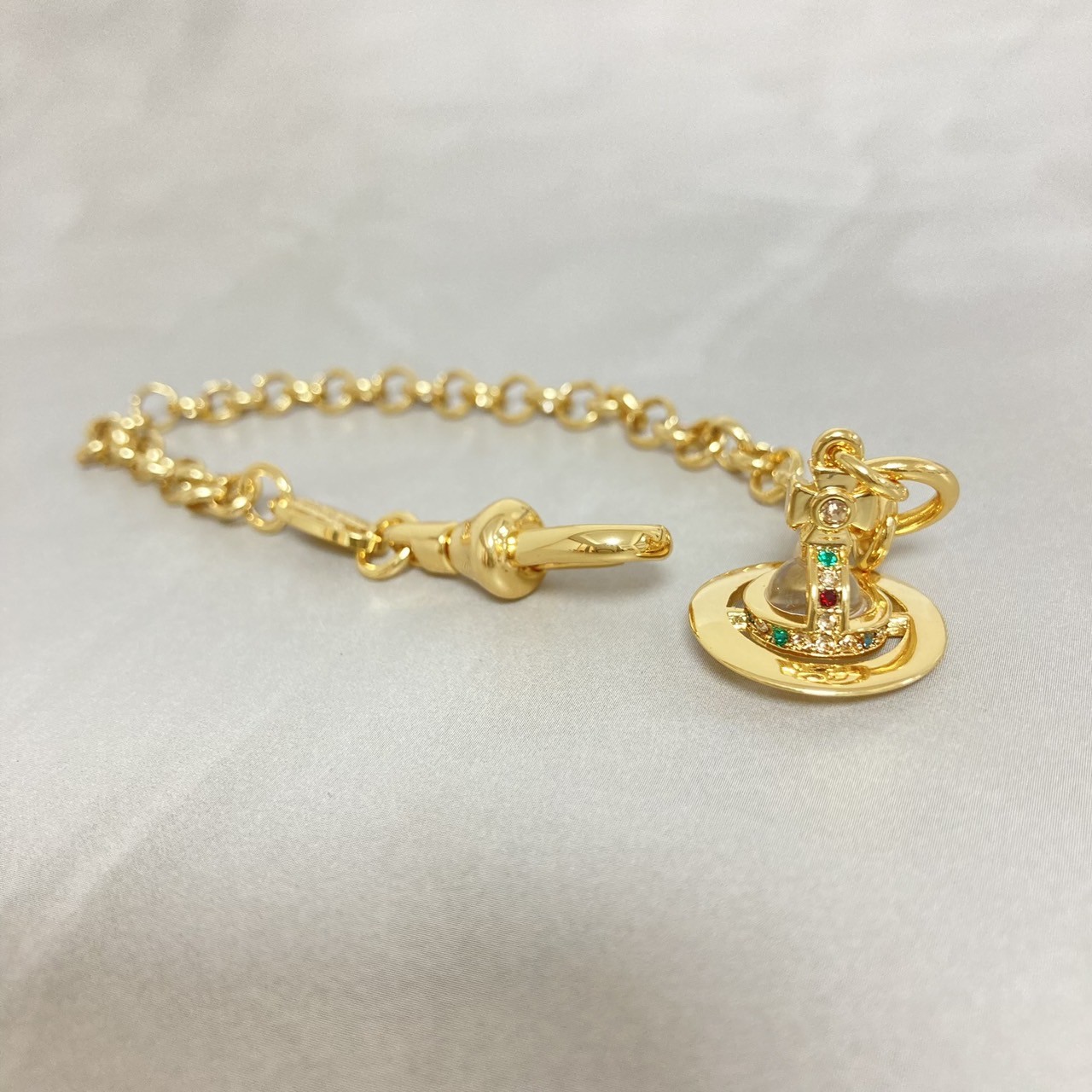 Vivienne Westwood Bracelet Petite Orb 17cm Gold Clear w/Pouch NO BOX