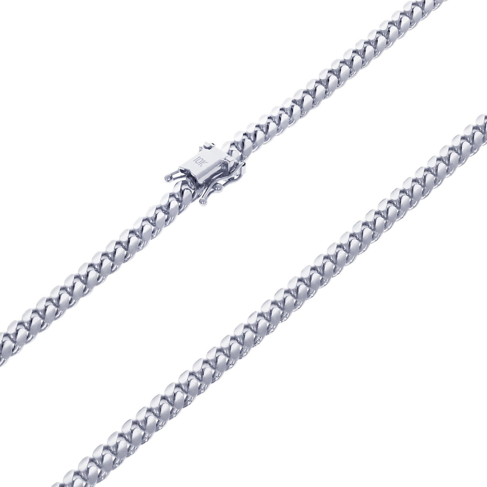 10K White Gold Solid 4mm Miami Cuban Link Chain Bracelet 7″ 7.5″ 8″ 8.5″ 9″