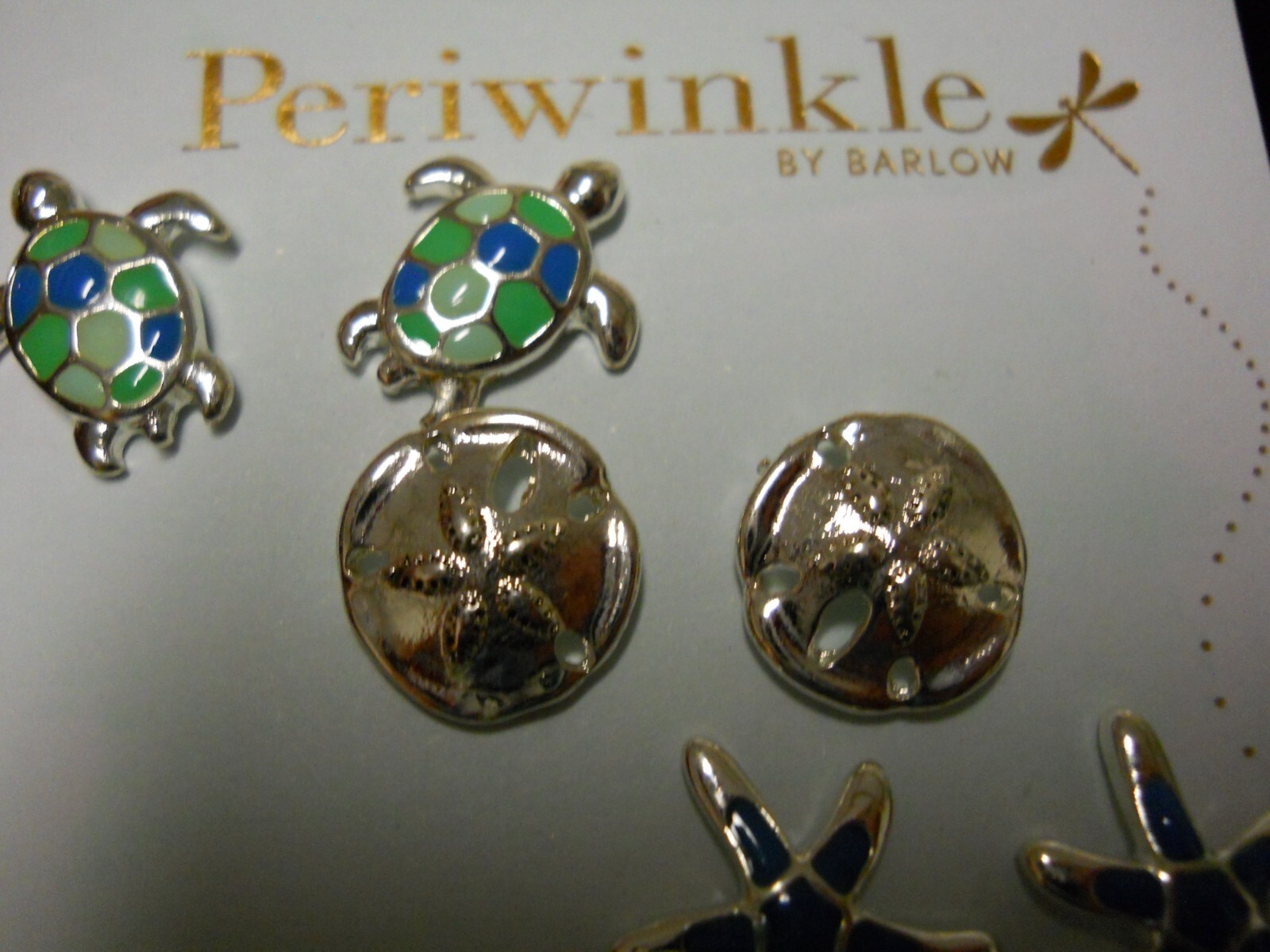 Periwinkle by Barlow Silver Tone Blue Enamel Stud Post Earrings Set Lot A