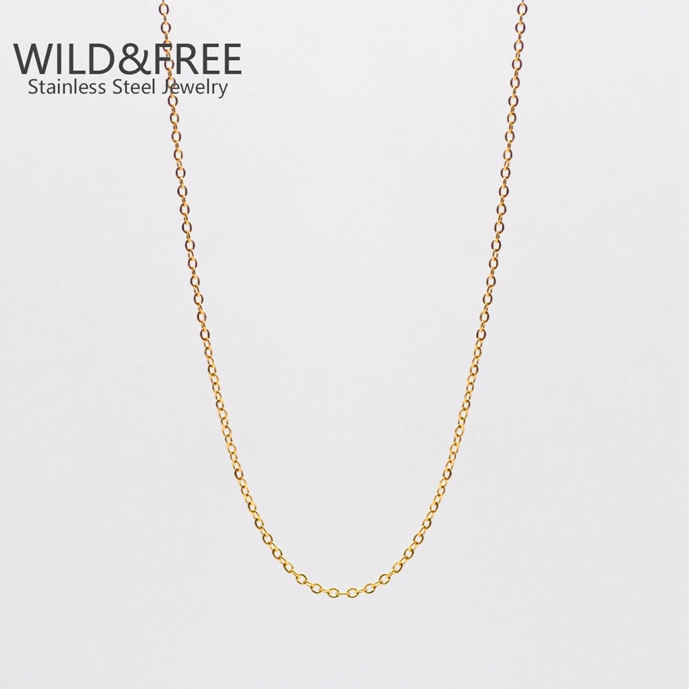 Classic Gold Stainless Steel Necklaces Simple DIY Basic Chains Jewelry