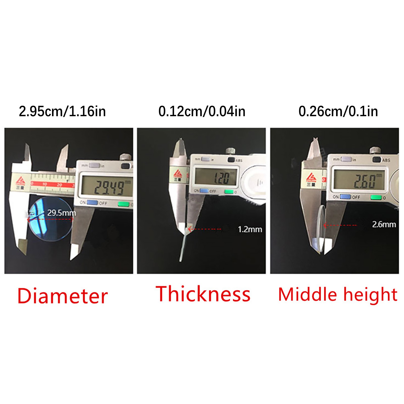 30-38.5mm Diameter 1.2mm Edge Thickness Watch Dial Glass Double Dome Tool w