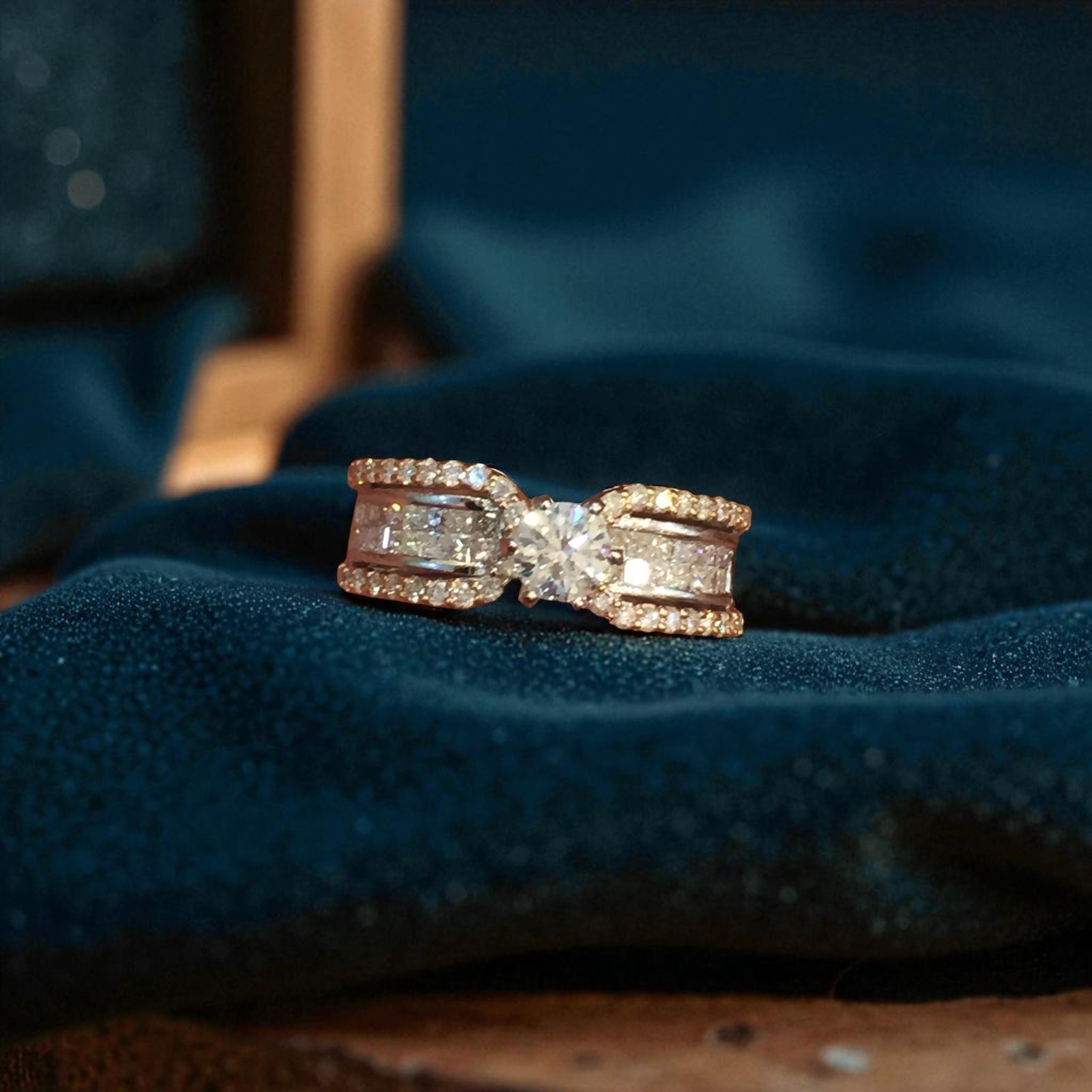 GIA Certified 1.45 TCW F/VS1 Round Princess Cut Diamonds Solitaire Ring 14K Gold