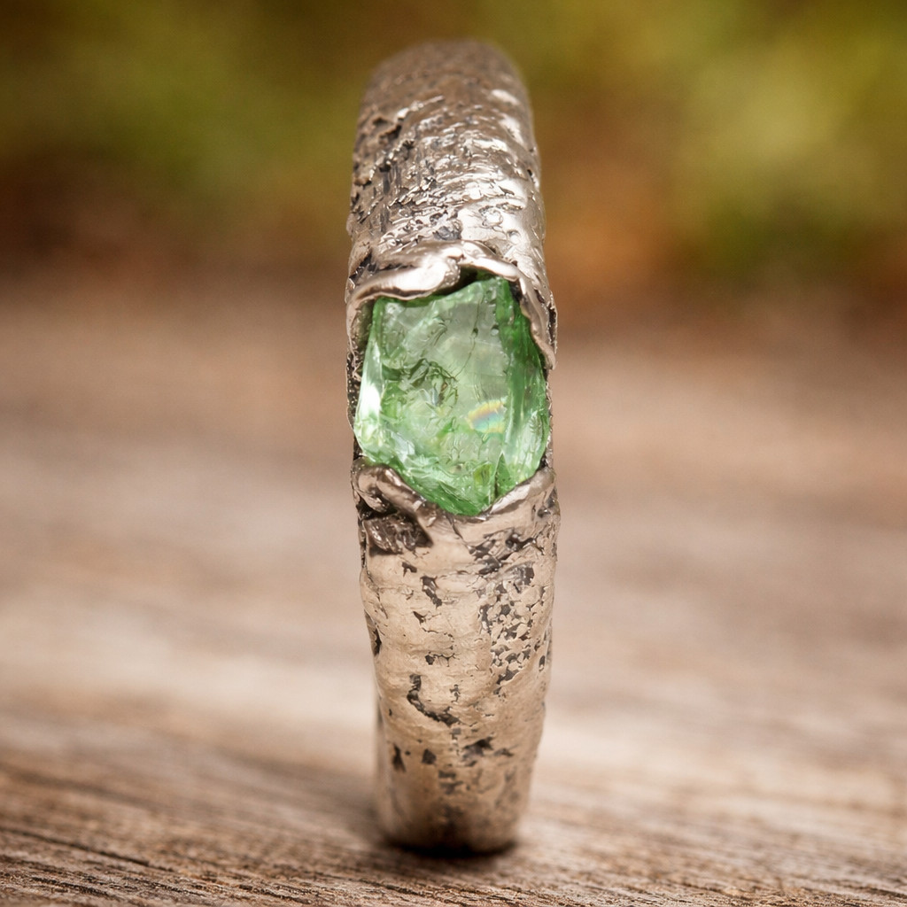 Raw Peridot Ring 925 Sterling Silver Band Ring Signet Ring Mens & Womens Ring