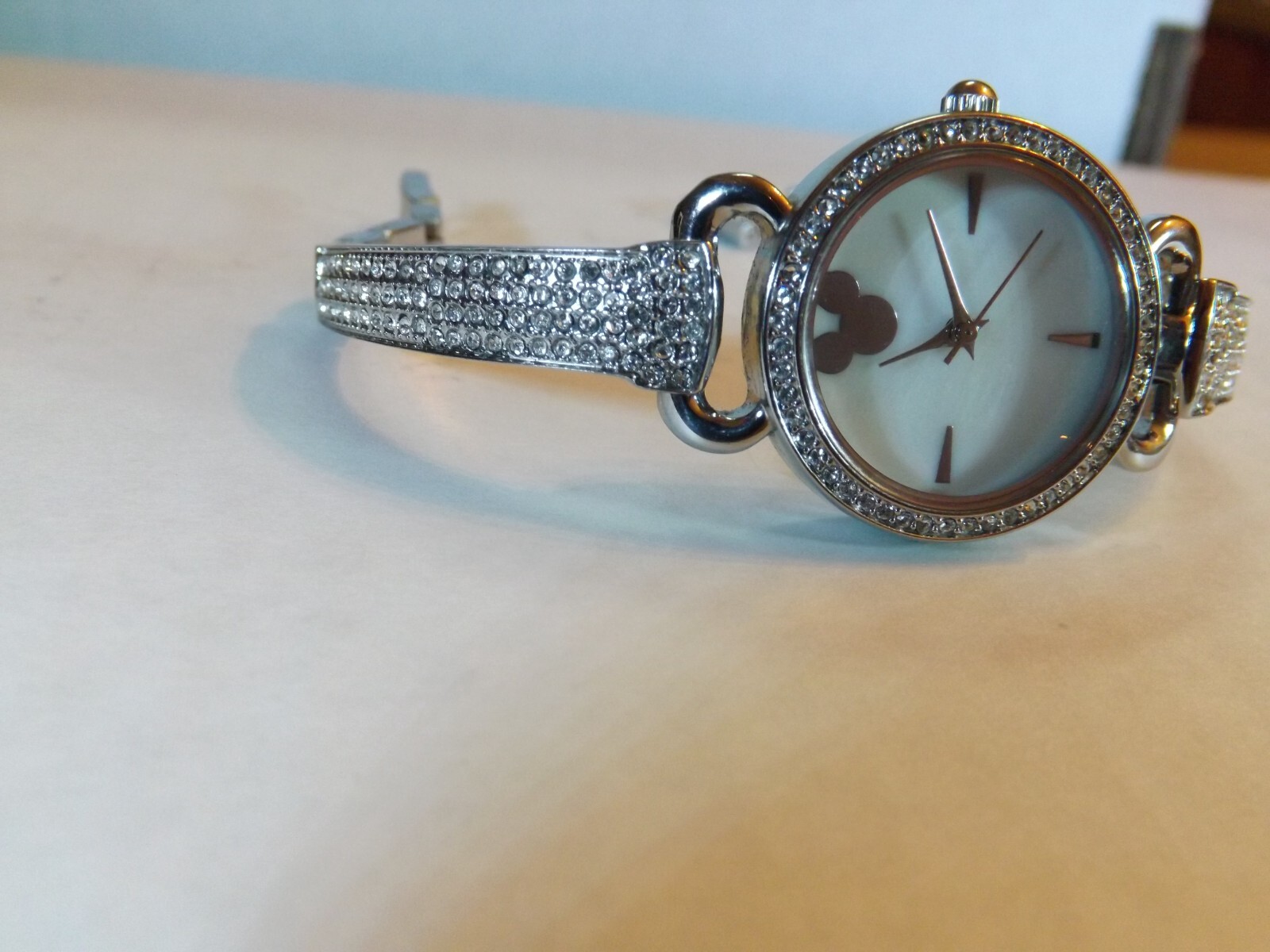 Disney Parks Womens Mickey Mouse Watch -Sparkling Crystals-Two Bonus Bangles-New