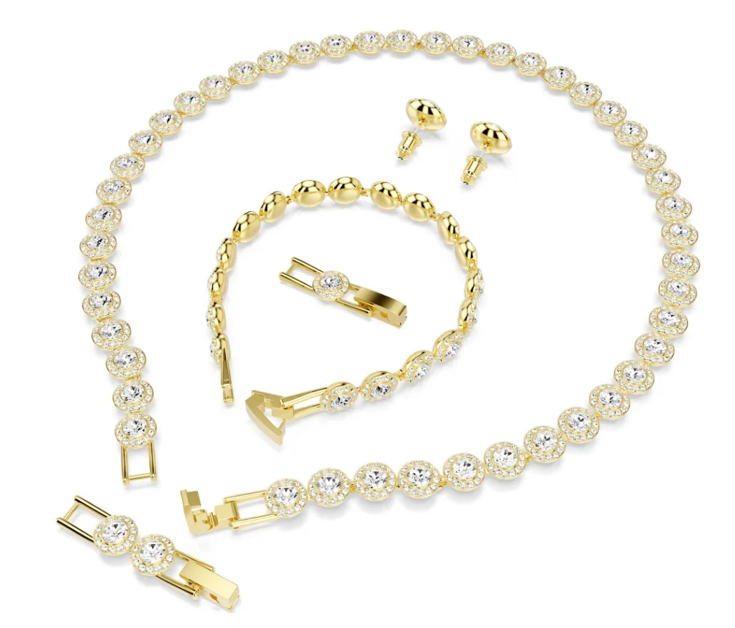 Swarovski Una Angelic set Set (3), Round cut, White, Gold-tone plated