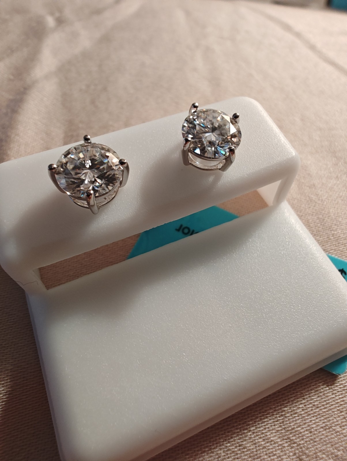 .925 Round 2.4 ctw moissanite Stud Earrings Prong Set Butterfly Back Pair a10