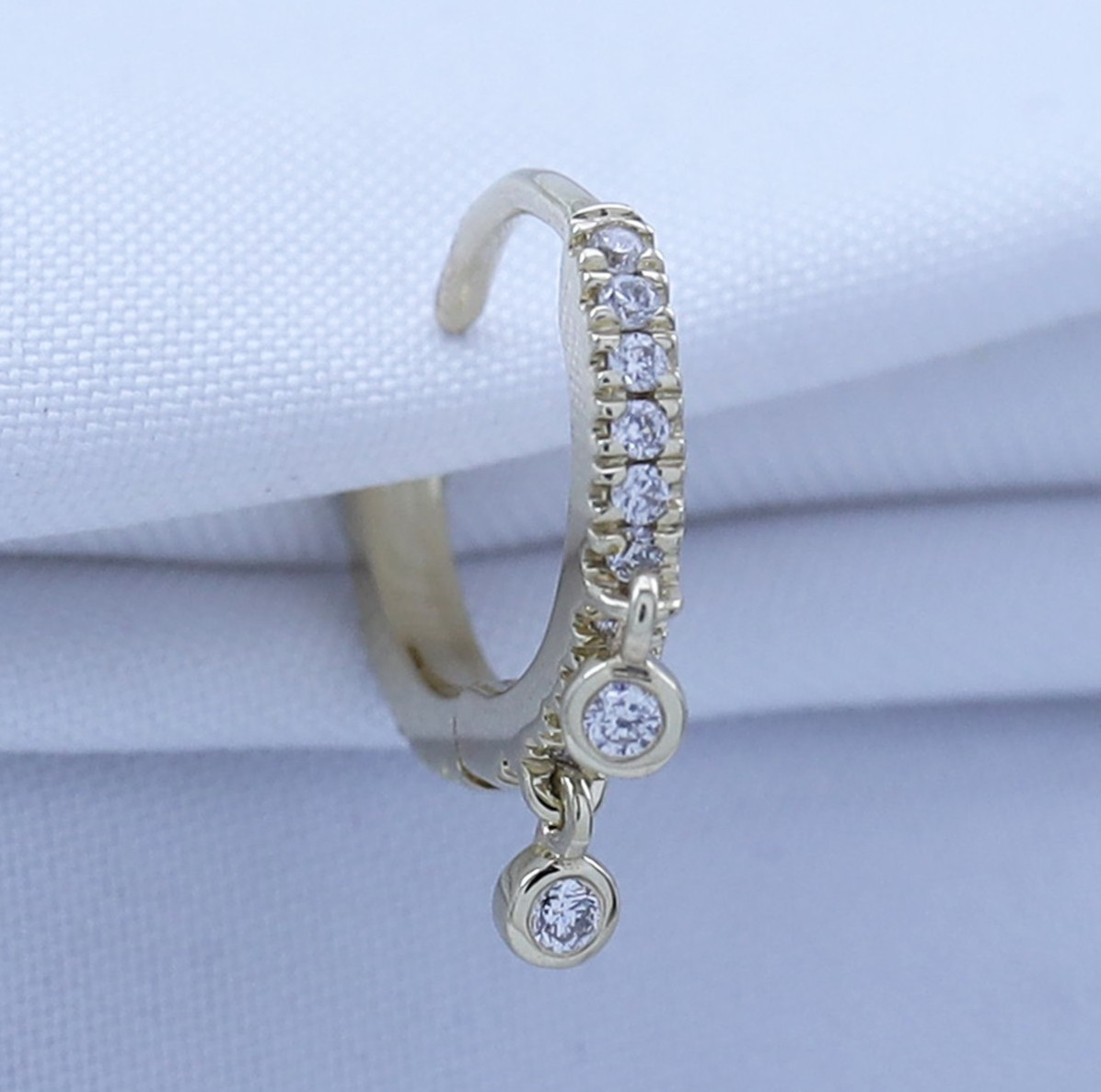 1/8 Ct Lab Grown Diamond Drop Dangle Single Earring in 14K Yellow Gold