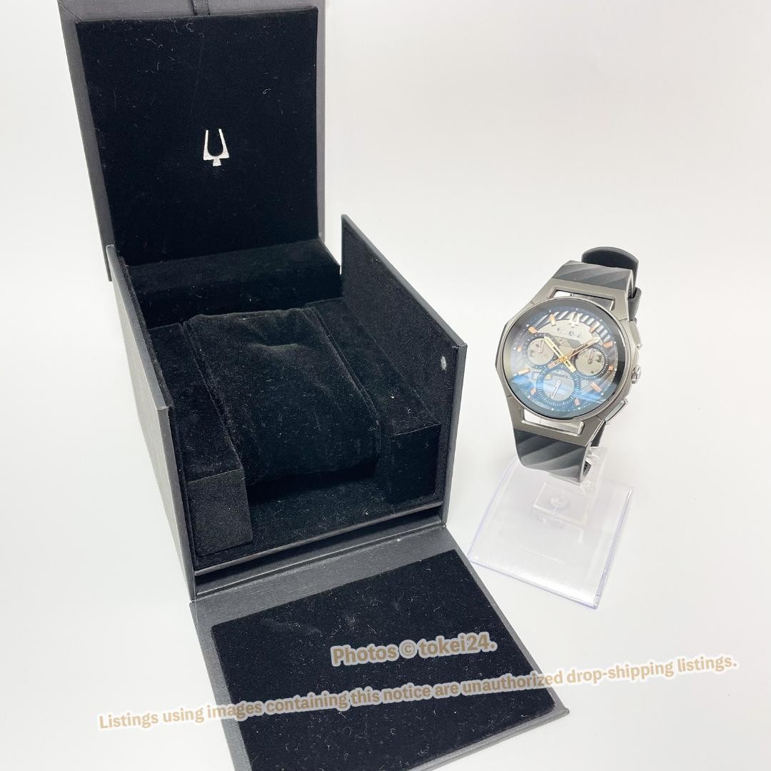 BULOVA Curv Chronograph 98A162 Black Dial Titanium Quartz with Box