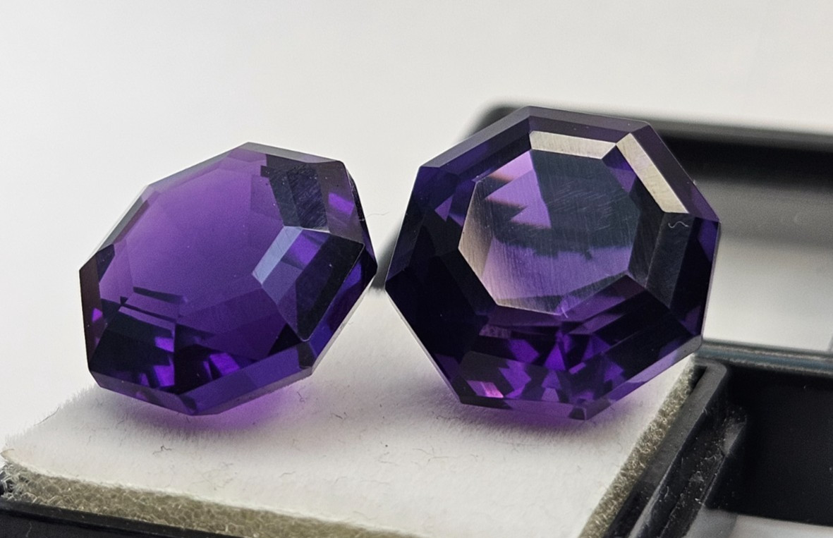 Fancy Cut Natural Amethyst Purple 27.10 Ct Pair Stone For Earring Making FR-589