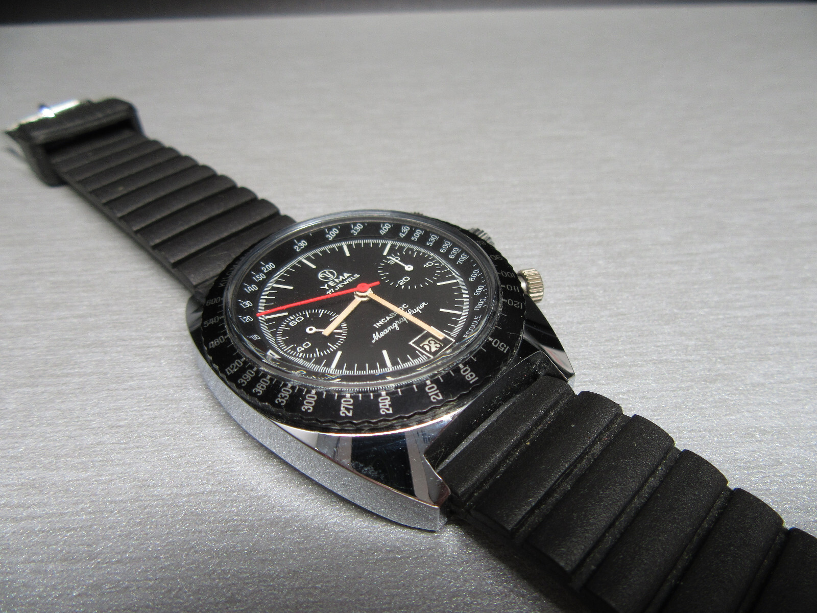 N57⭐⭐ Vintage ” YEMA Meangraf Super ” Chronograph Valjoux 7734 Watch ⭐⭐NOS