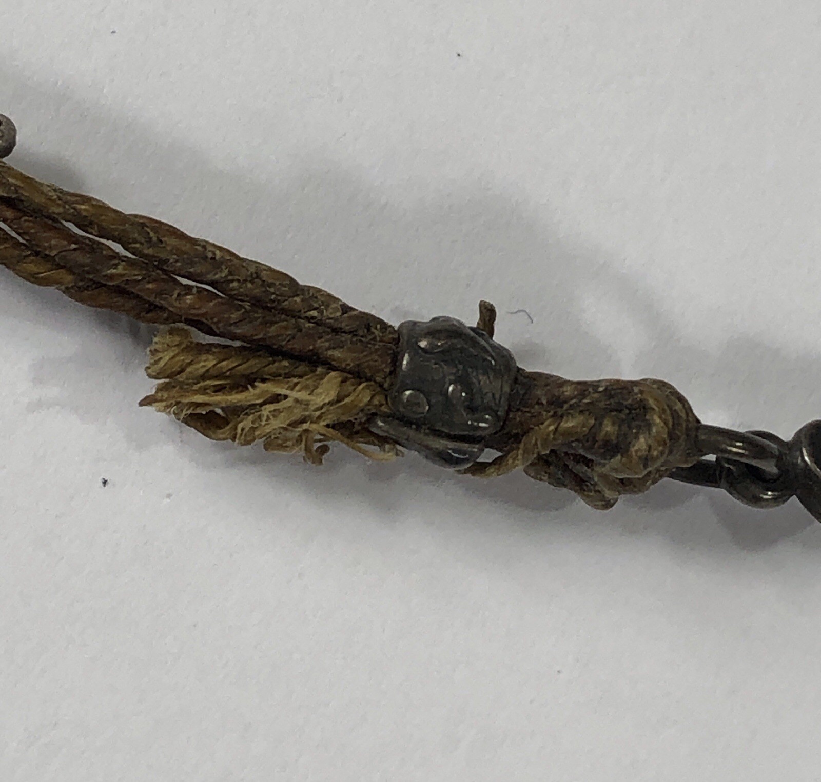 CL Necklace Sterling Silver Quartz Bead Braided Twine – 15 in Length