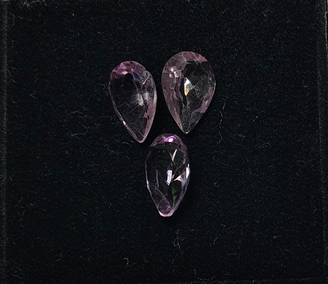 Natural Blue Amethyst Lot | Pear Cut Loose Gemstones Set of 3 for Jewelry Making