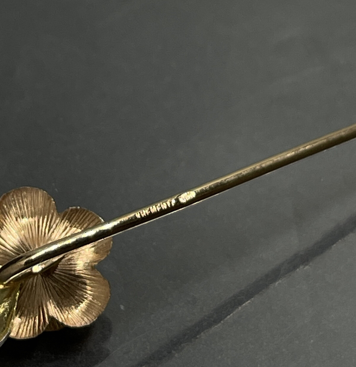 Vintage Krementz Stick Pin Flower 14k Yellow And Rose Gold Plated 2.3in Signed✨