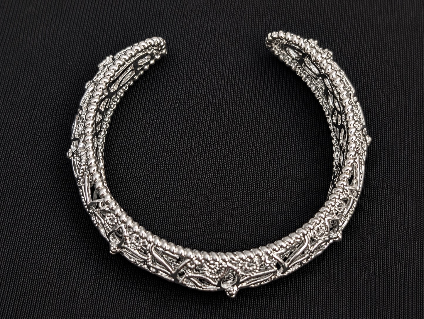 Vintage Filigree Cuff Bracelet Acid Tested Silver 29.58g Ornate Floral