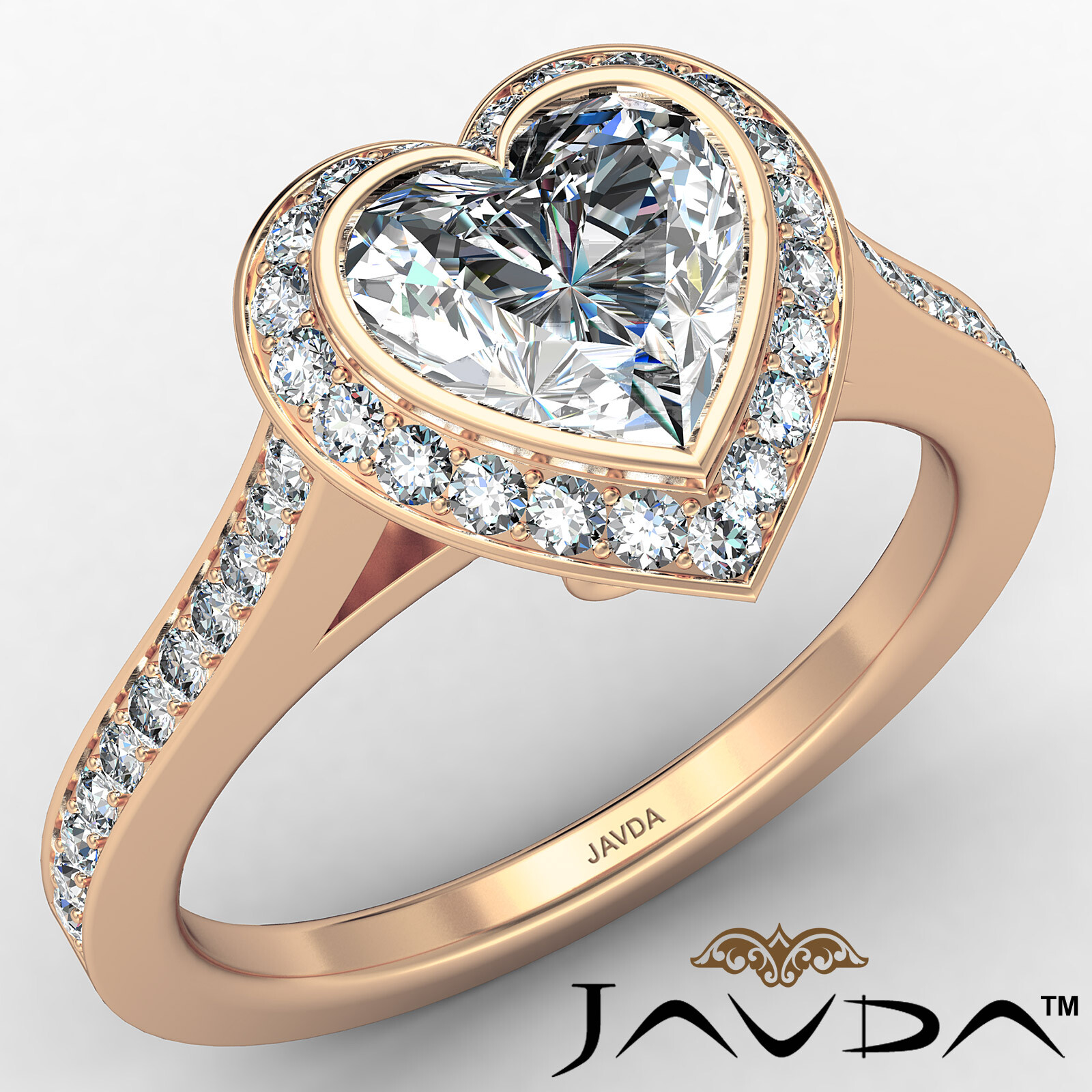 Halo Bezel Set Heart Diamond Engagement Ring GIA I Color & VS2 clarity 1.47 ctw