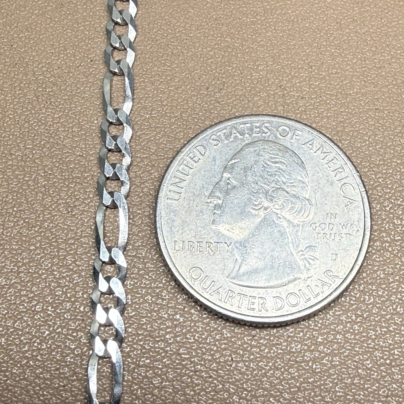 ITALY 925 Sterling Silver FIGARO Chain Necklace 18” 3.6mm