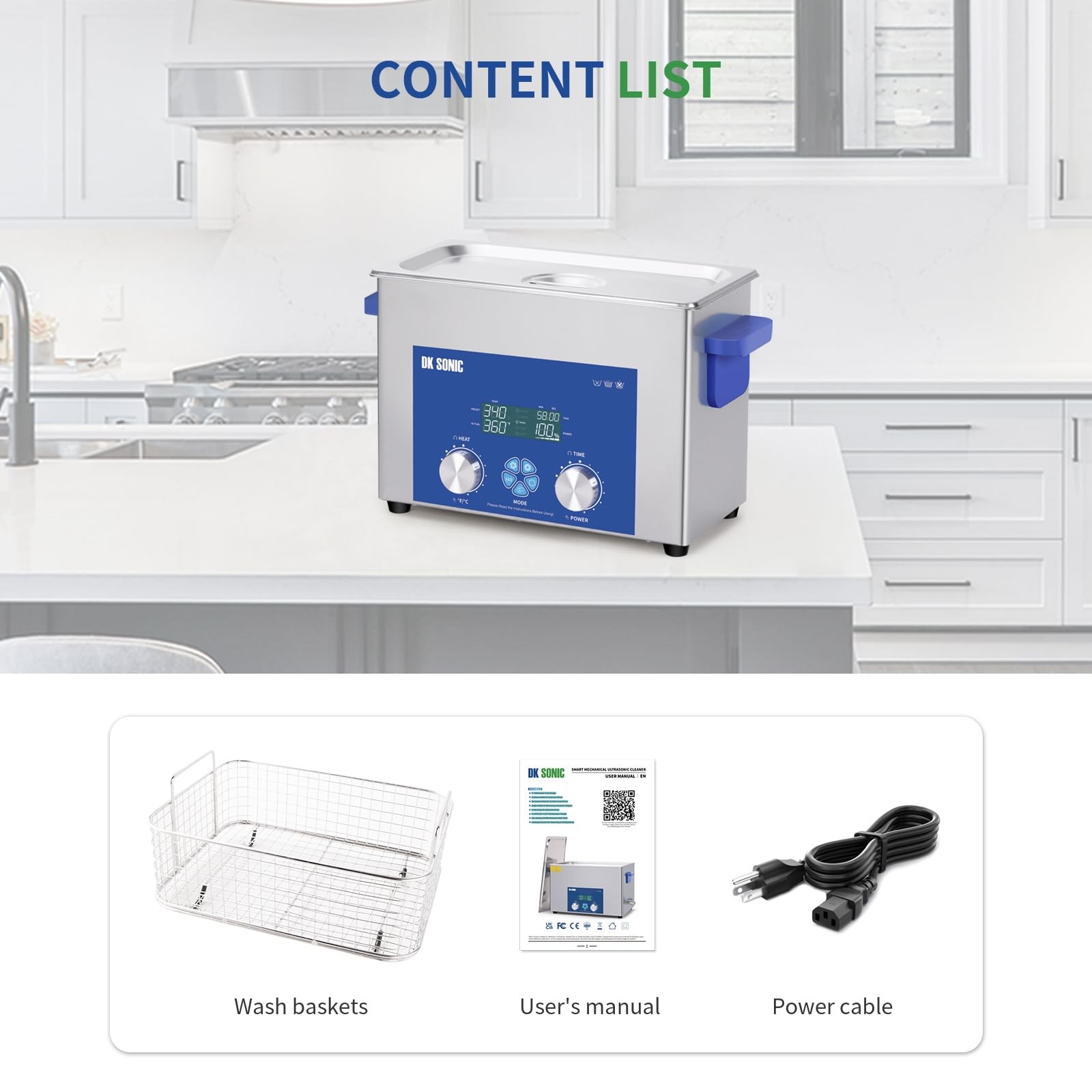 4L 120W Ultrasonic Cleaner, 200W Heater with 1-199min Timer & Power Adjustabl…