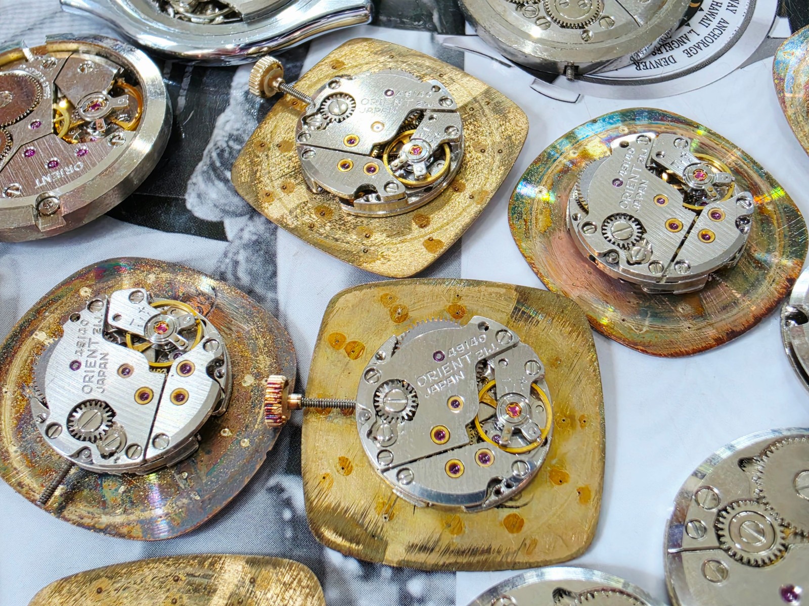 Lot 20 orient movement 49140 230 20326 eta 7001 7040 winding for repair or parts