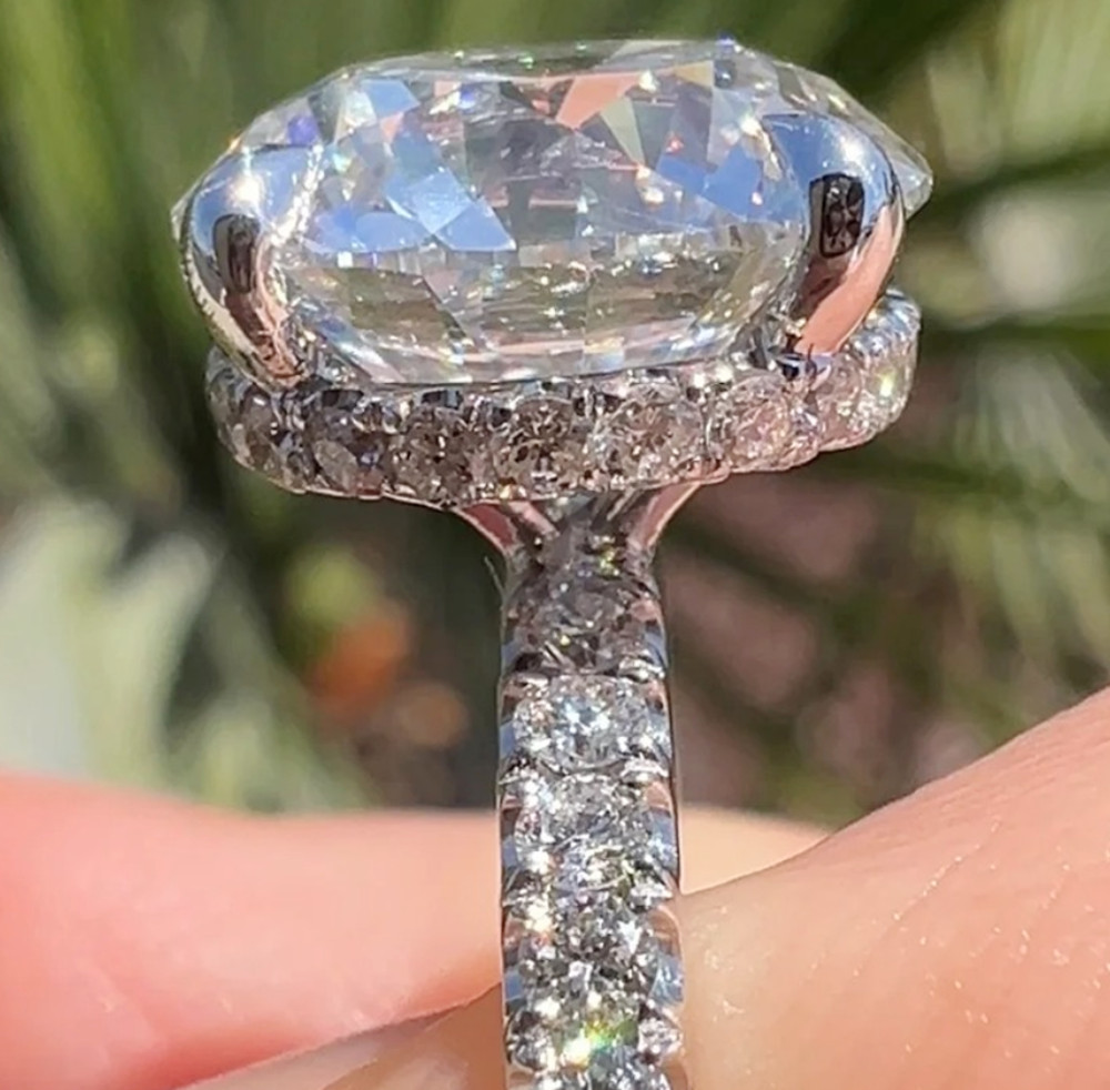 3.54 TCW Round Moissanite Hidden Halo Engagement Ring In 14K White Gold Plated