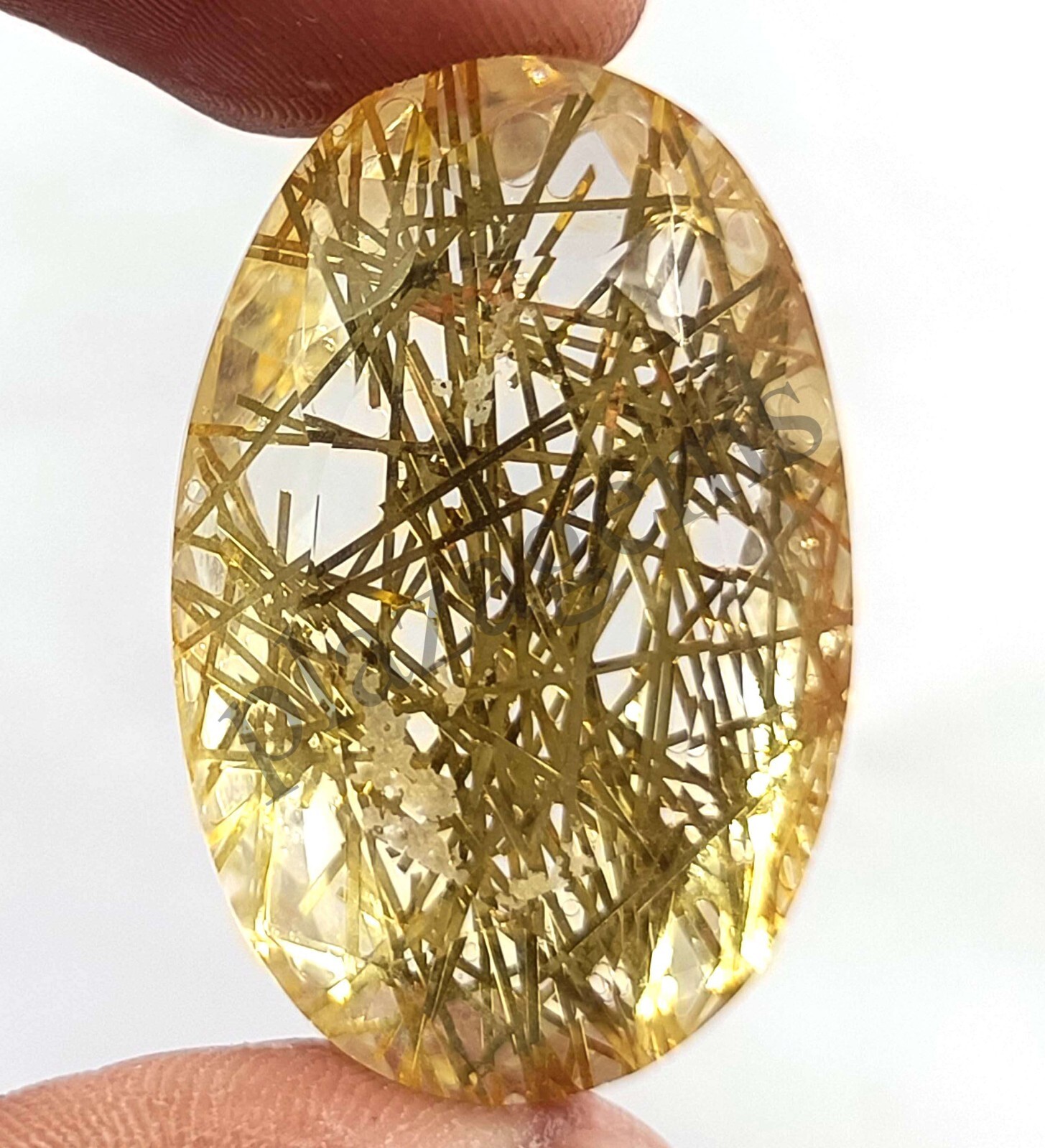 90.50 CT GOLDEN OVAL Rutilated Quartz Certified Transparent Loose Gems NW2