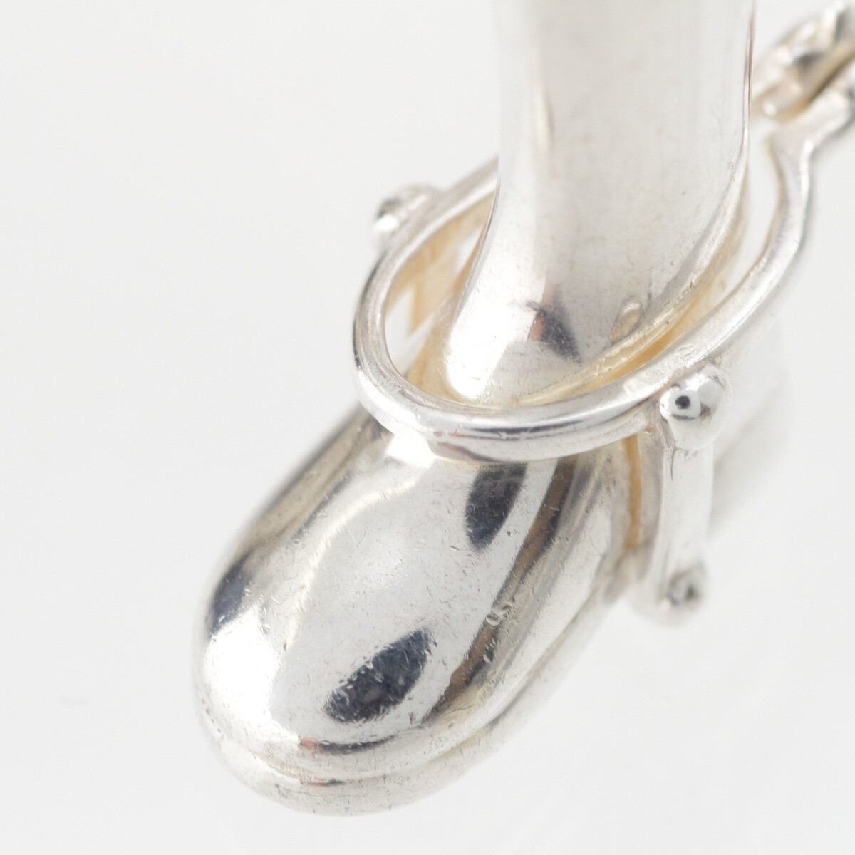 Gucci Sterling Silver Boot Charm Link Necklace GG Monogram 50.5 cm Authentic