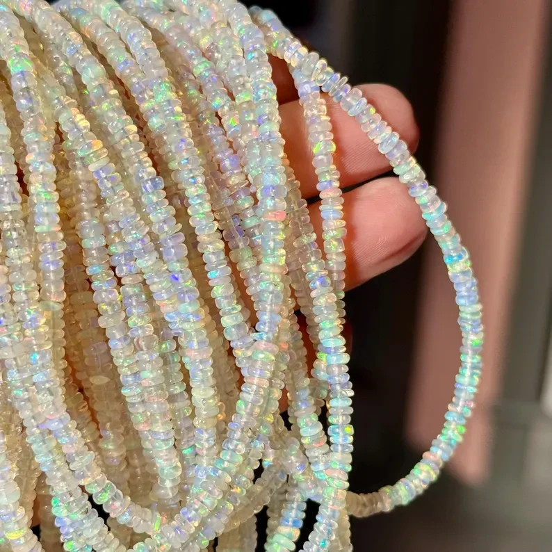 Ethiopian Opal Rondelles, 3mm to 4mm, Opal Beads, Opal Rondelles,