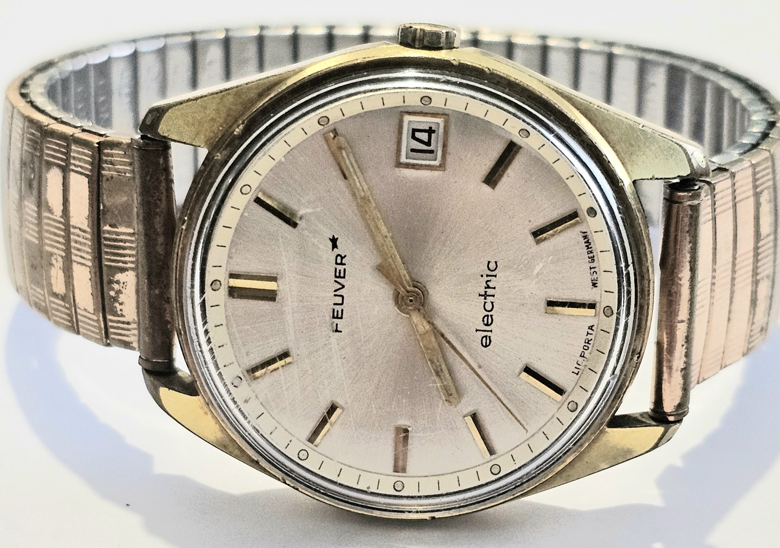VINTAGE 1970 FEIVER ELECTRIC PUW 1001 PORTA WEST GERMANY PL OR 18CT WATCH