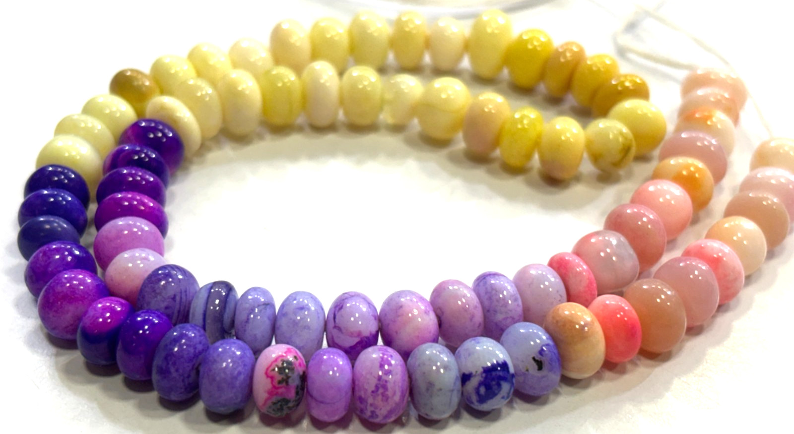 MULTI OPAL BEADS ROUNDELLE 7-8MM SMOOTH GEMSTONE 16 INCH NECKLACE