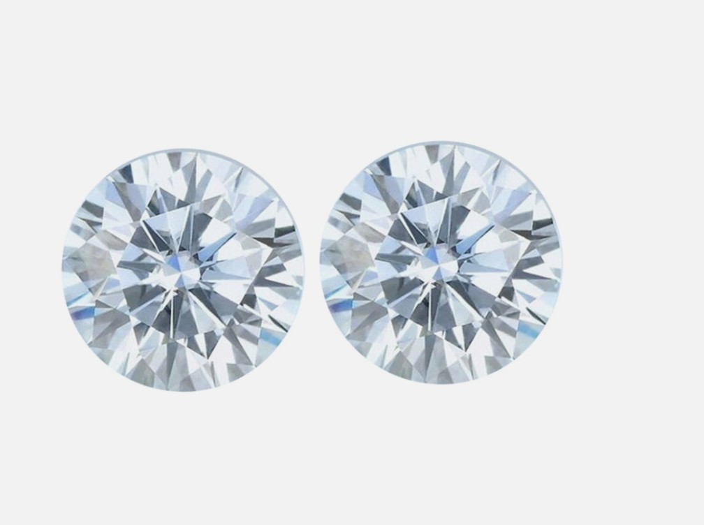 Pair Loose CVD Diamond Round Lab Grown 4 x 4 mm IF Clarity D Color Certified