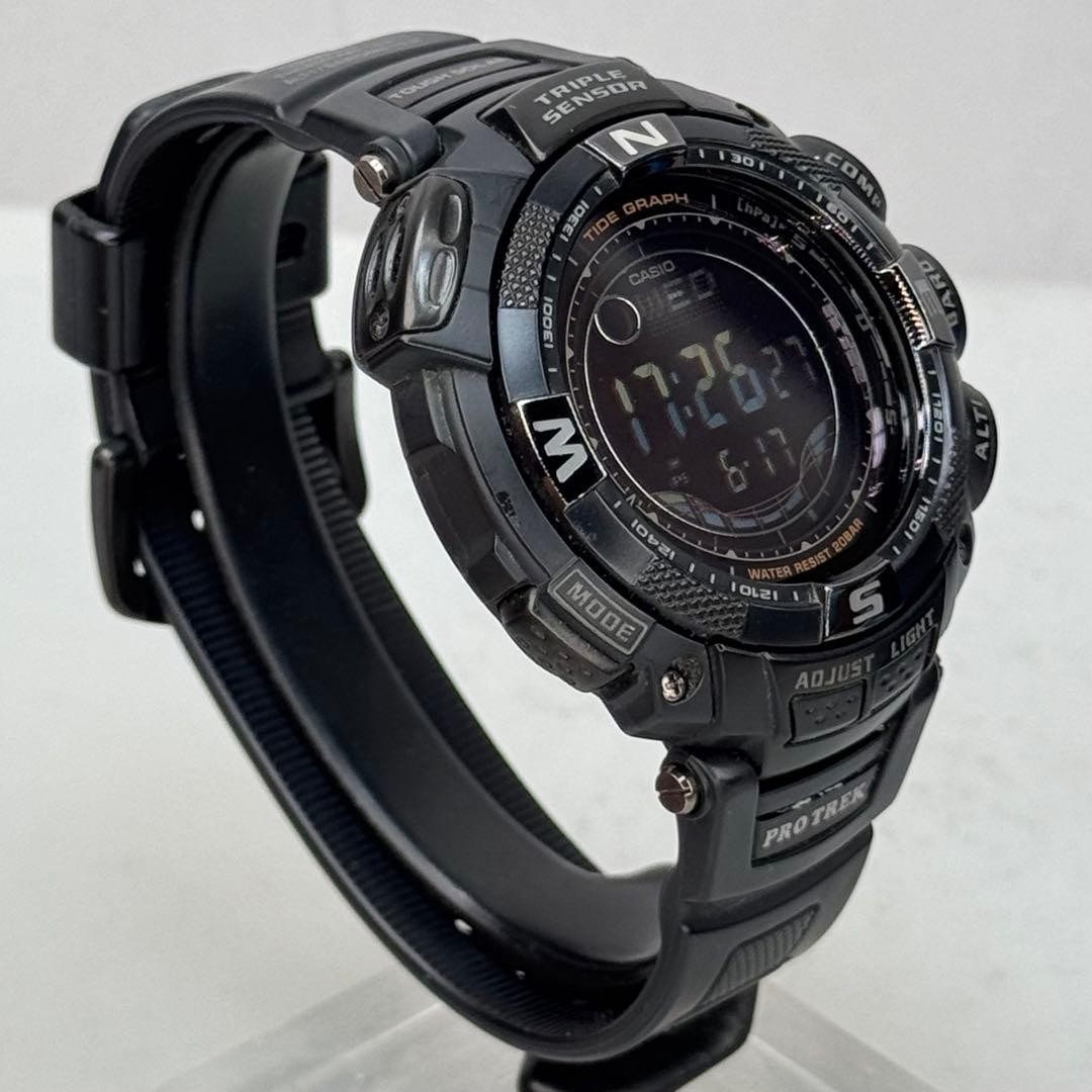 Rare PROTREK PRG 130Y Tough Solar Black Inverted LCD